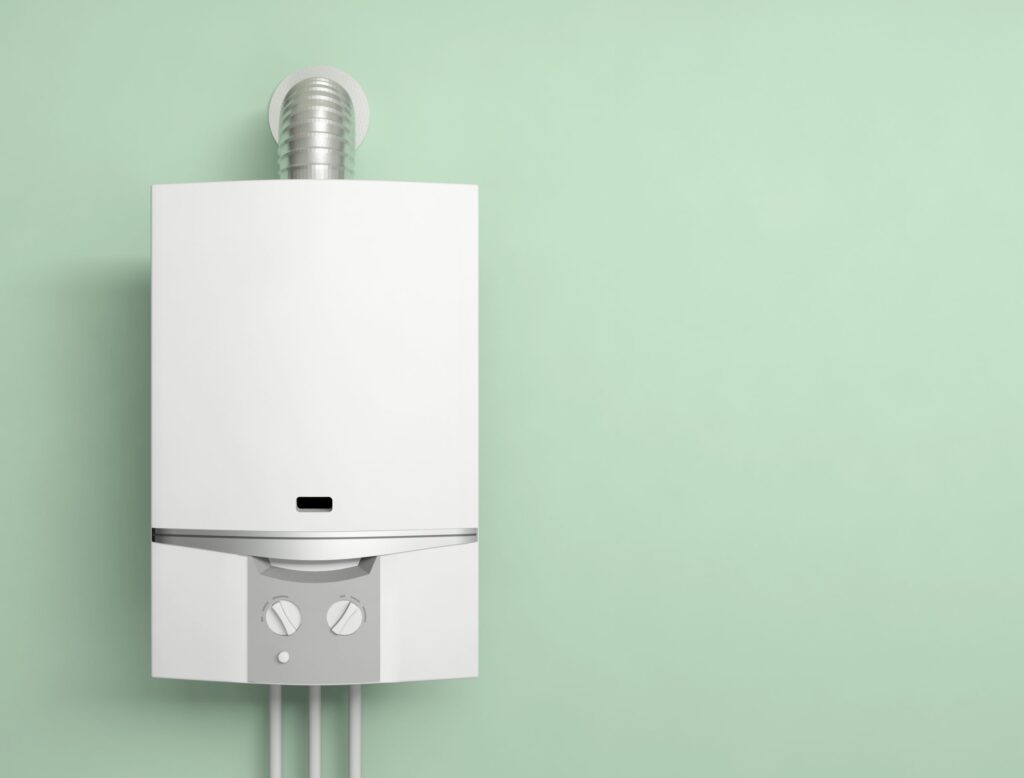 photo of a gas powered wall mounted boiler