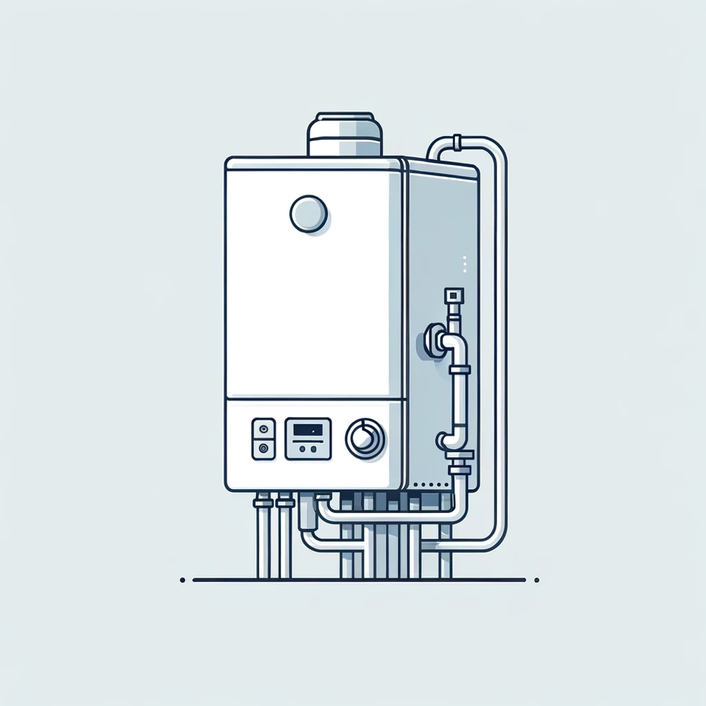 features a basic and clear illustration of a combi boiler